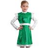 Girls Outer Space Cutie Costume: Shimmering PU Patchwork Alien Dress for Halloween & Sci-Fi Role Play Parties