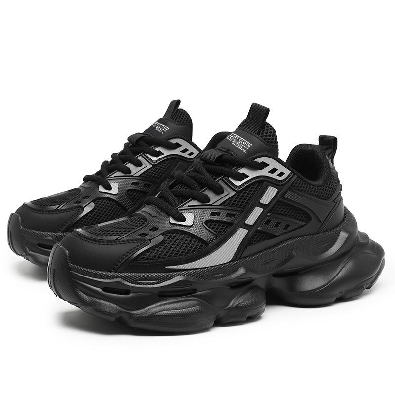 

Men s shoes 2025 new summer breathable mesh heightening sports shoes youth platform black dad shoes casual shoes 39