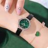 Retro Small Dial Niche Women'S Watch Small Green Watch Waterproof Leather Strap Watch Women