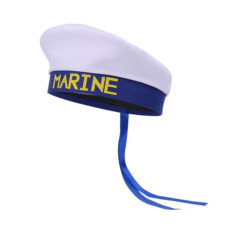 Sailor Hat with Blue Ribbons for Theme Parties and Stage Performances
