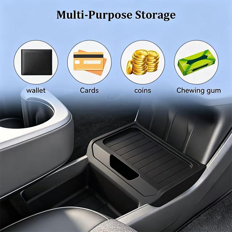 Per Tesla Model Y Juniper Standard RWD 2026 Scatola Portaoggetti Inferiore Console Centrale Vassoio Centrale in TPE Organizer per Riordinare Accessori Auto