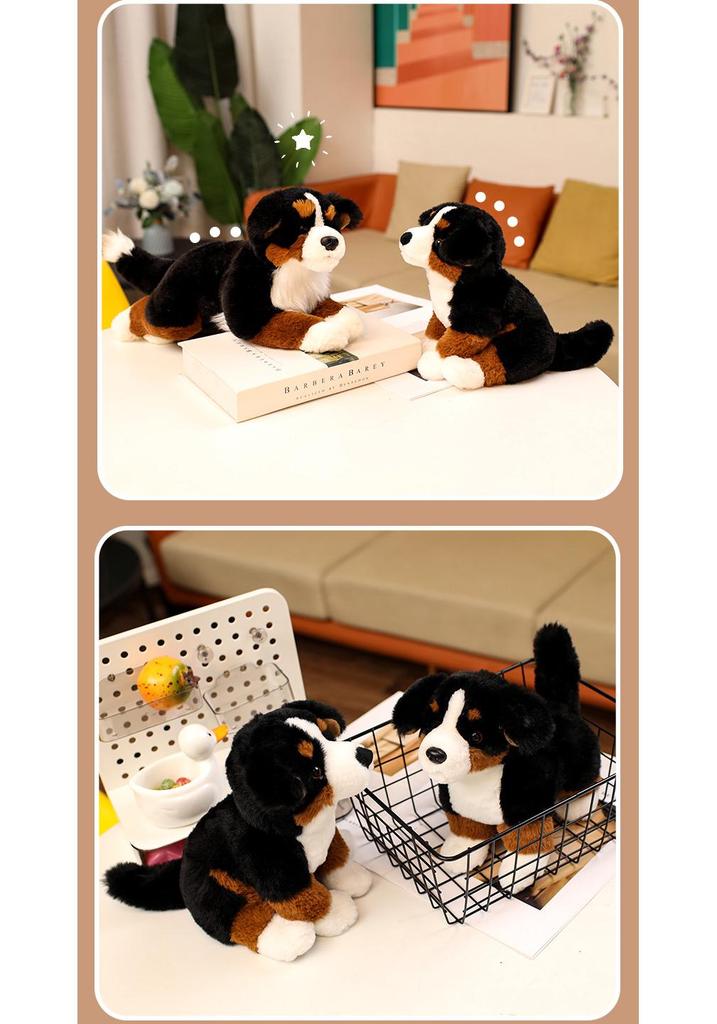 Adorable Bernese Mountain Dog Plush Toy – Realistic Sheepdog Cloth Doll Gift