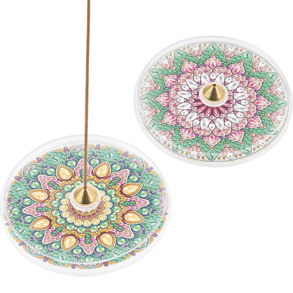 2Pcs Acrylic Special Shaped Diamond Art Incense Burner Stick Holder DIY Diamond Painting Incense Tray Ornament for Yoga Studios