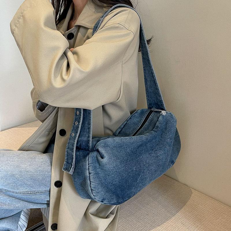 Denim Kissenbeutel Damen neu lässig Nische Street vielseitig Schulter Umhängetasche