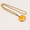 Ethnic Retro Inlay Plant Specimens Imitation Amber Beeswax Water Drop Jade Donut Pendant Necklace for Women Men Fashion Jewelry