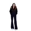 Women's American Retro Black Low-Waisted Slimming Micro-Flare Jeans - Winter Horseshoe Floor-Length Pants