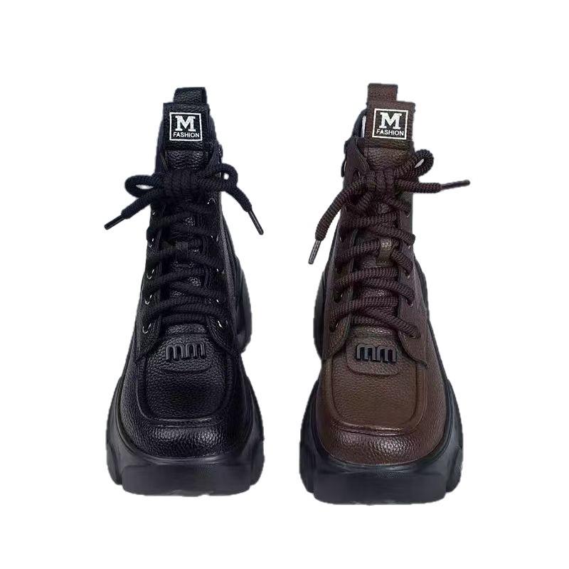 Dámské boty Martin z pravé měkké kůže 2025 nové podzimní jednoboty boty v britském stylu dámské zimní teplé bavlněné boty na silné podrážce dámské