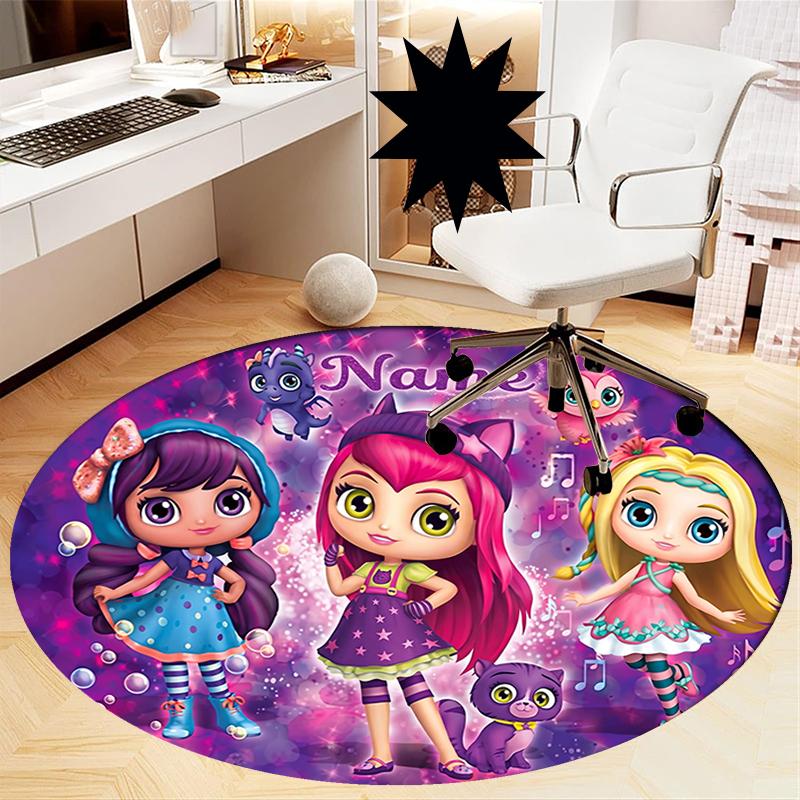 Custom Name Little Charmers Printed Round Rug Carpet Chair Rug Area Rug Entryway Doormats,for Office Chair Living Room Bedroom Kitchen Room.