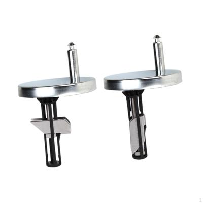 2x Toilet Seat Hinges Stainless Steel, Quick Release, Top Fix Metal Nuts for WC Holes