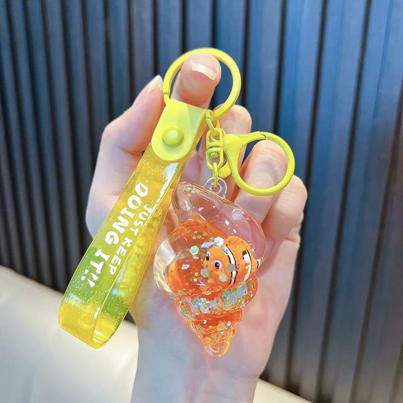 Snäcka Sand Flytande Flaska Nyckelring - Söt Docka Prydnad Hänge