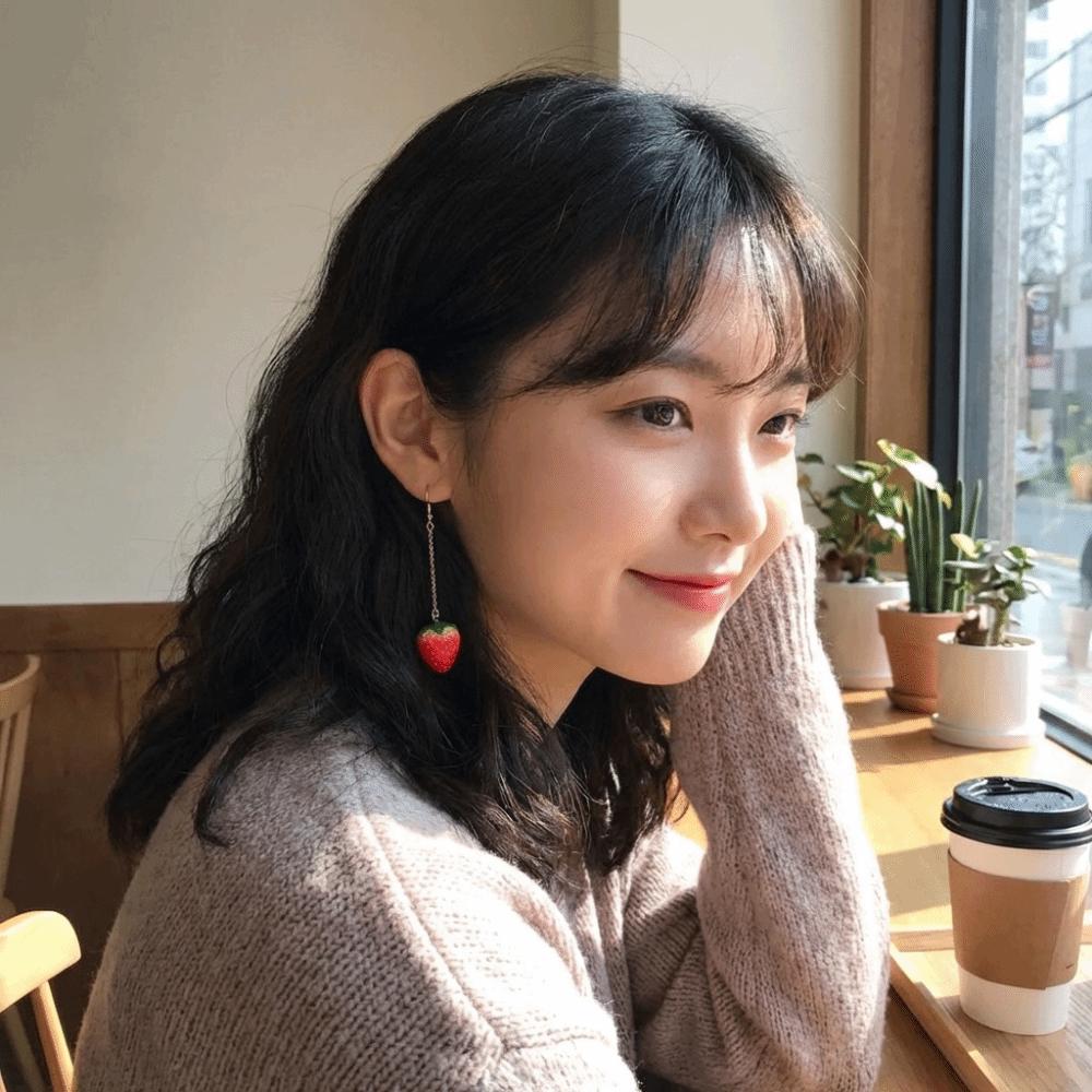 Green Leaves Simulated Fruit Earrings Dainty Flower Drop Earrings Strawberry Drop Earrings  Girls