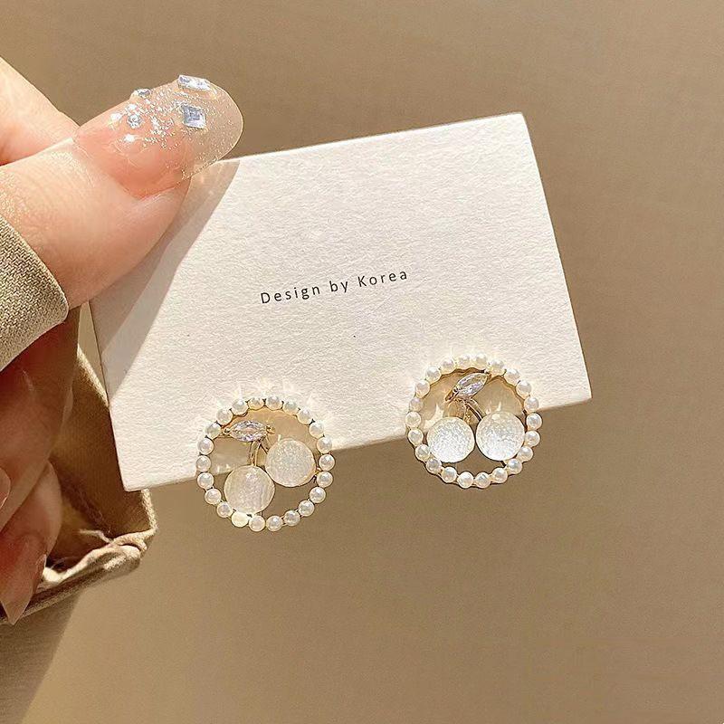 Cherry Zircon Stud Earrings: Trendy Transparent Niche Design for Women 2023