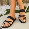 Fashion Women Slippers 2025 New Summer Fashion Sandals Woven Flat Heel Flip Flops Beach Lightweight Comfortable Slippers Slides Women