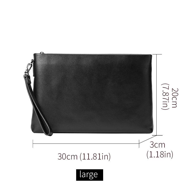 Men s Business Minimalist Slim Genuine Leather Wrist Envelope Clutch Bag Made of Soft Cowhide S чёрный