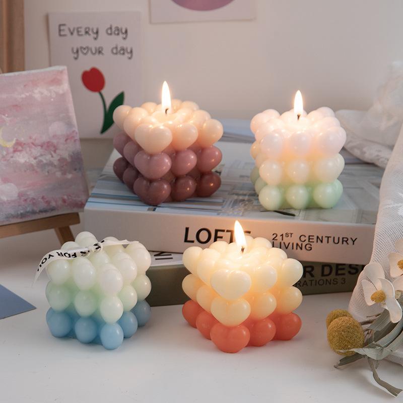 DIY Gradient Love Rubik's Cube Aromatherapy Candle Creative Aromatherapy Wedding Gift Ins Style Candle Ornament