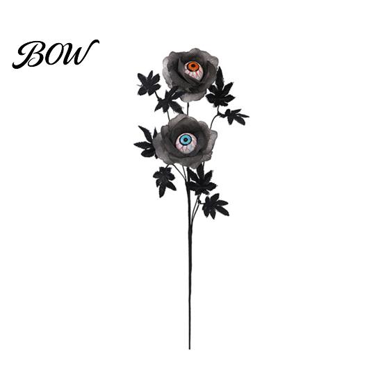 Halloween Home Decor Eyeball Flower Stem, Artificial Rose Floral Pick with Eyeball, Decorative Props Gothic Black Branches for Vase, Indoor