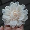 5 Stück DIY Seidenrosen Blütenkopf 3D Gebranntes Stoff Haarschmuck Für Brosche Anzug Jacke Reversnadel