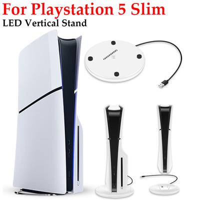 LED Vertikaler Standfuß Standfußhalter für Playstation 5 Slim-Konsole LED Standfußhalter für PS5 Slim-Konsole Disc und Digital