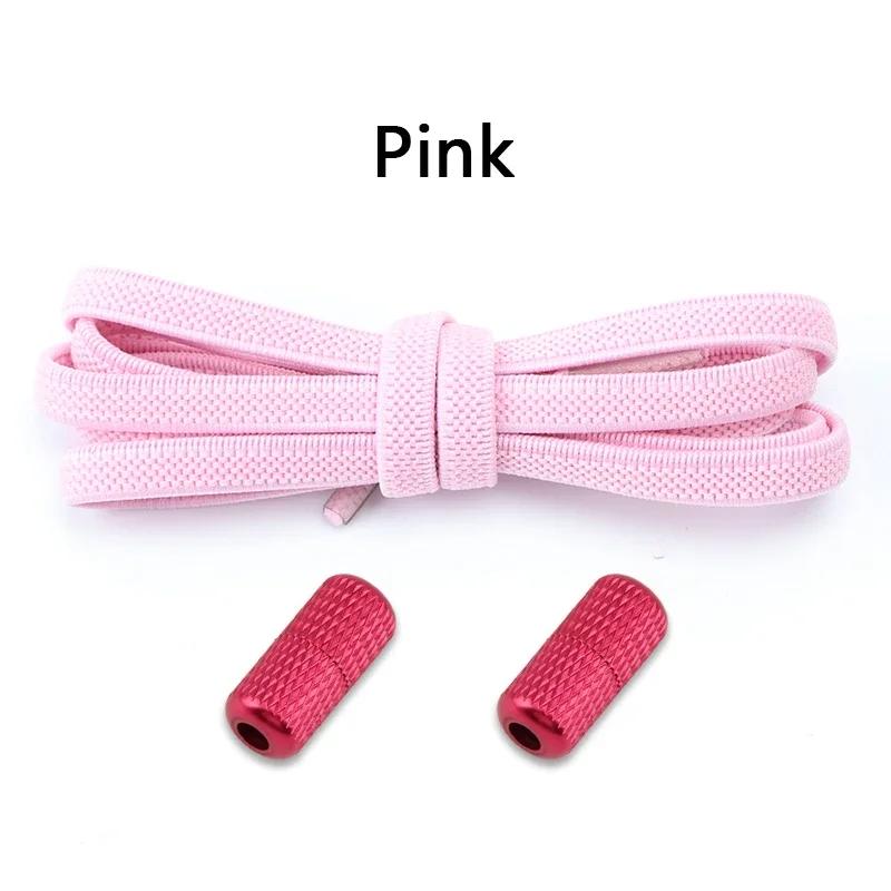 1 Pair Elastic Shoelaces Without Ties Flat Shoe Laces Round Metal Capsules Lock Rubber Band Lazy Shoes Lace For Sneakers