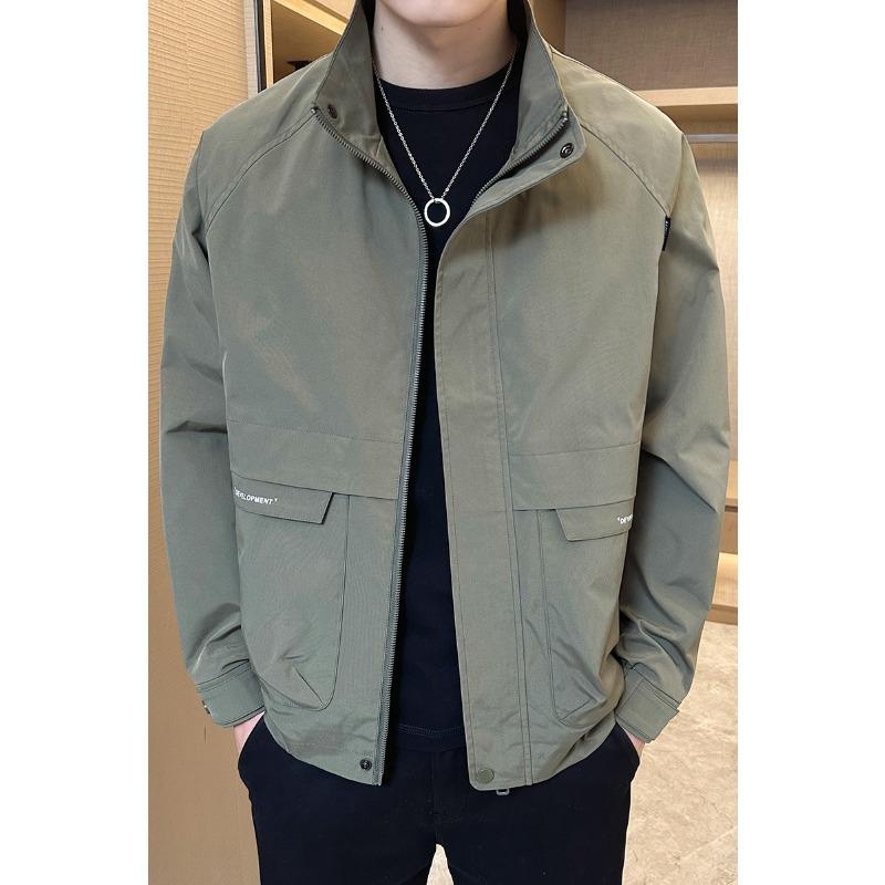 Factory Direct Sales Original Quality Men'S Versatile Casual Jacket Thin Simple Stand-Up Collar Jacket Trendy Brand Contrasting Color Korean Version