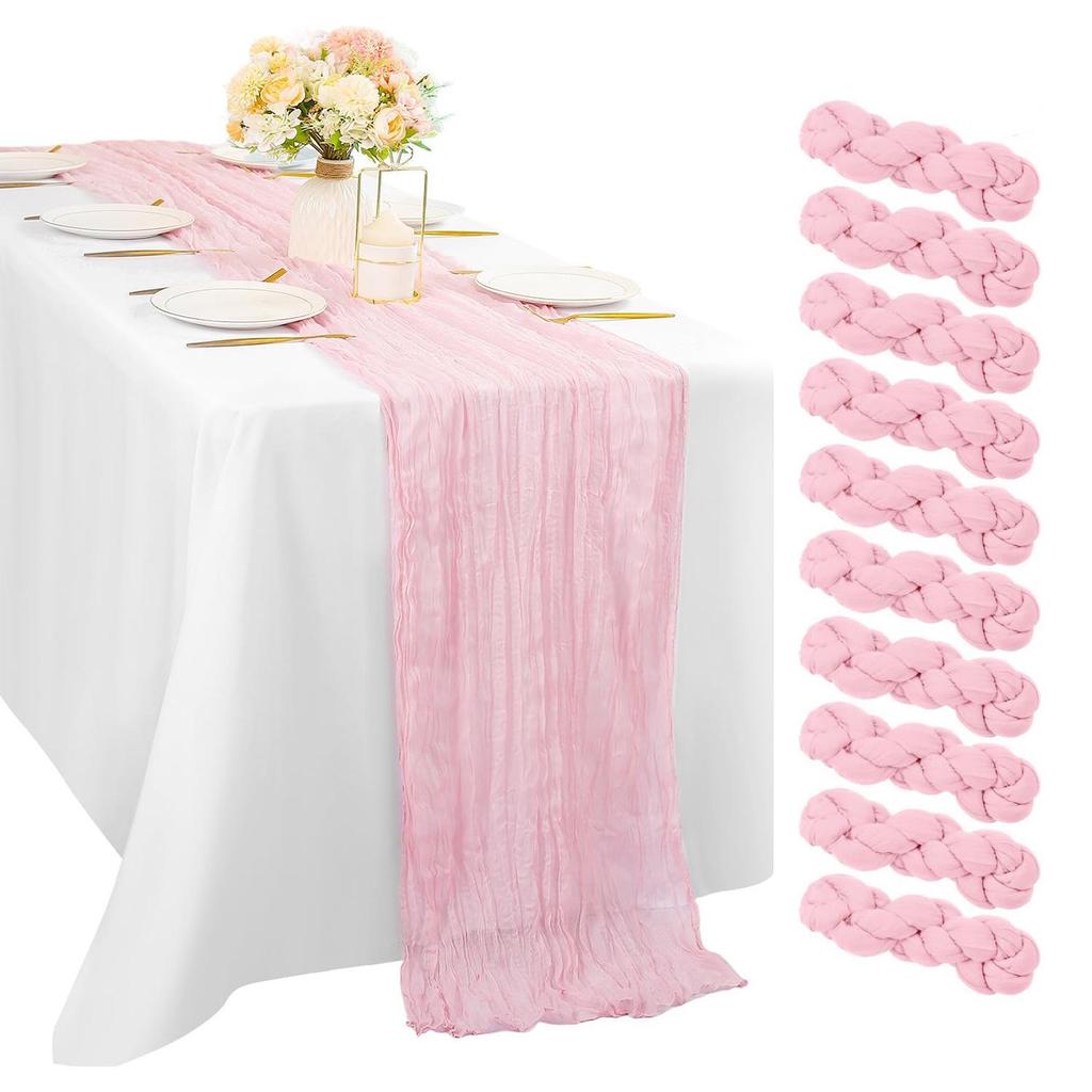 Bali Bohemian Crinkled Gauze Table Runner – Semi-transparent Twist, Festival Wedding Style.