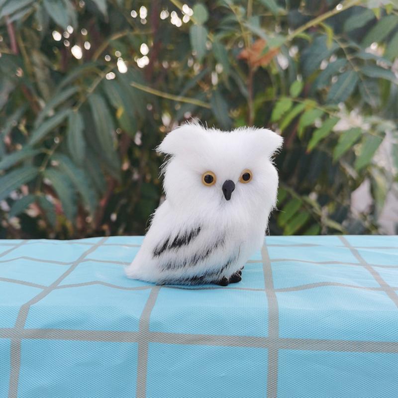 Cute Artificial Owl White Black Furry Christmas Bird Ornament Decoration Adornment Simulation For Home Decor Gift