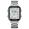 SKMEI 1888 New Design Golden Mens Digital Watch Costume Stainless Steel Band Rectangle Chrono Vintage Business Wristwatch
