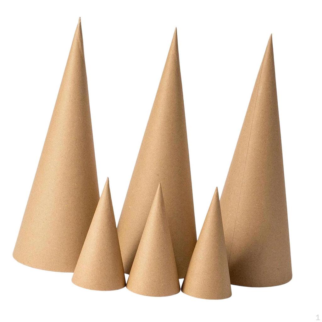 6 Open-bottom Paper Mache Cones, Imaginative Decoration for Crafts, Painting, And Party Hat
