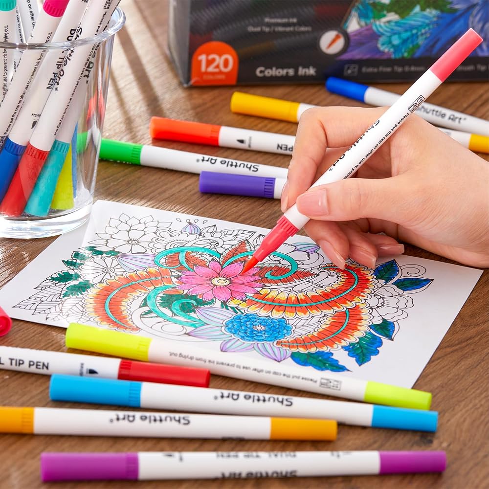 Shuttle Art Brush Pen Watercolor Brush 120 Color Set Markers Watercolor Twin Markers Water-based