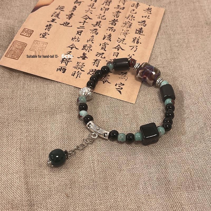 Винтажный китайский этнический керамический браслет с бусинами