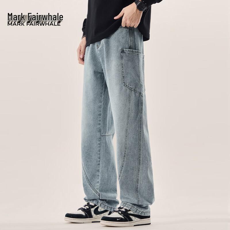 Jean en Denim Homme Mark Fairwhale Lavé Coupe Droite Ample