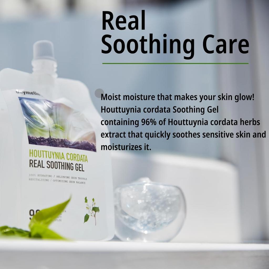 daymellow Hydrating Skincare Heartleaf Soothing Gel Korean Cosmetics Hair and Body Care Serum Houttuynia Cordata Real Soothing Gel 10.58 oz/300g