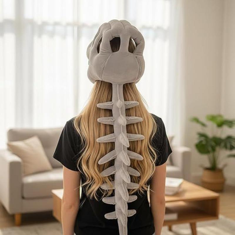 1pz Cappello da Testa di Dinosauro Simulato Scheletro Costume per Role Playing Regalo Creativo Travestimento di Halloween Bambola Scheletro Regalo di Compleanno Divertente per Fidanzata