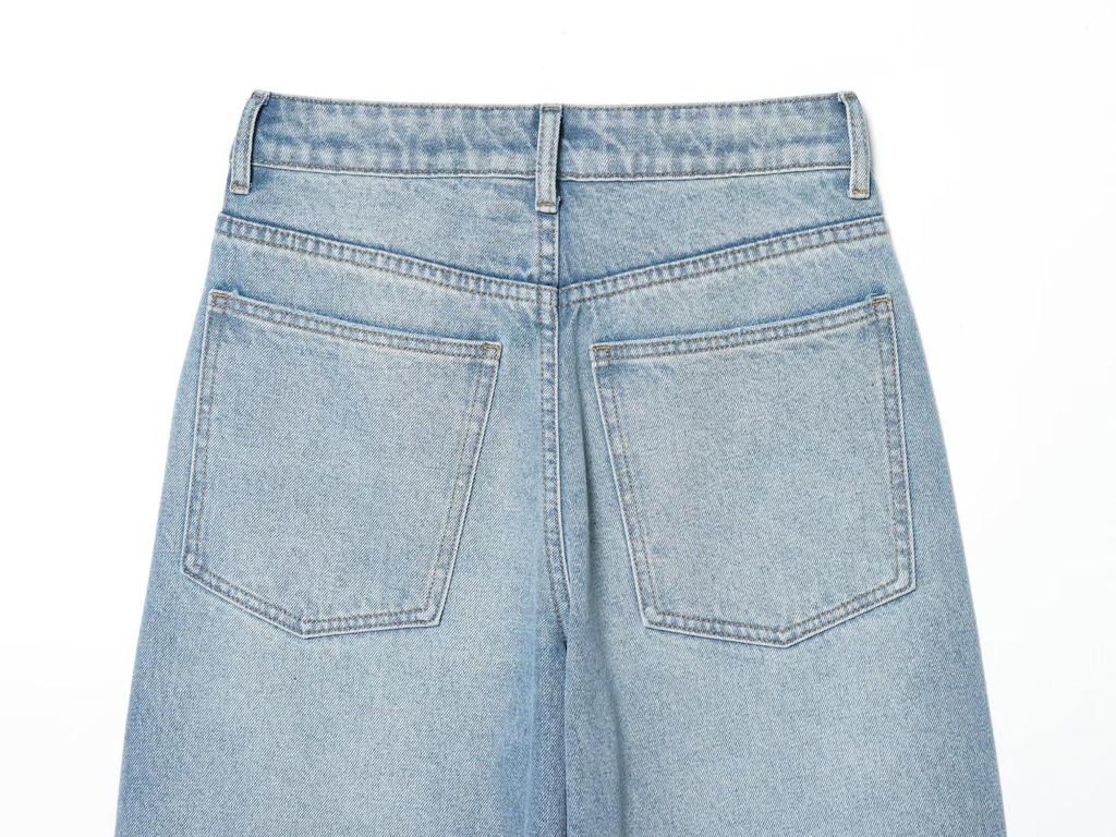 European & American Women's Mid-Waist Loose Barrel Jeans