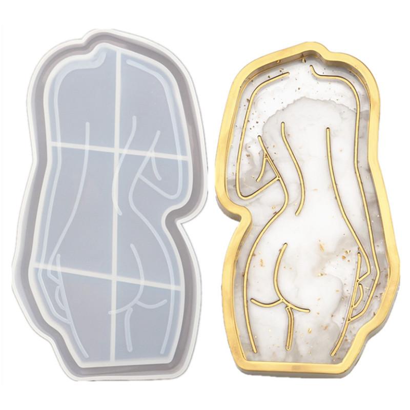 Lady Body Tray Silicone Mold Epoxy Resin Women Model Art Cup Abstract Plate Dish Coaster Plaster Cement Concrete Molds Handcraft
