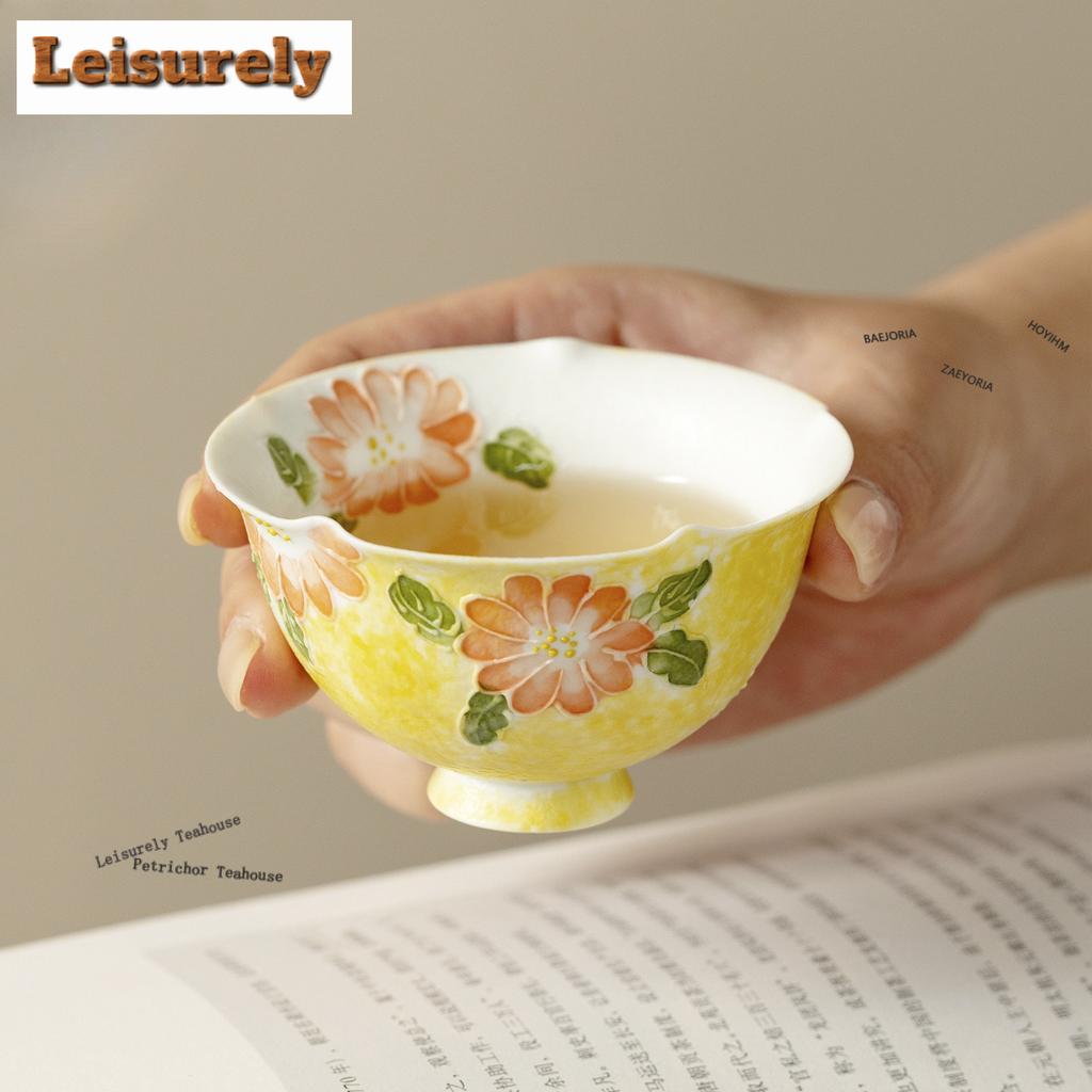 111ml Hand-painted Butterfly Teacup Handmade Tea Bowl Set Of Cups Tea-tasting Meditation Cup Chazhan Master Cups Chinese Tea Set