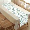 Sage Green Table Runner Eucalyptus Leaves Polyester Dining Table Decor for Home Jungle Birthday Party Baby Shower Wedding Decor