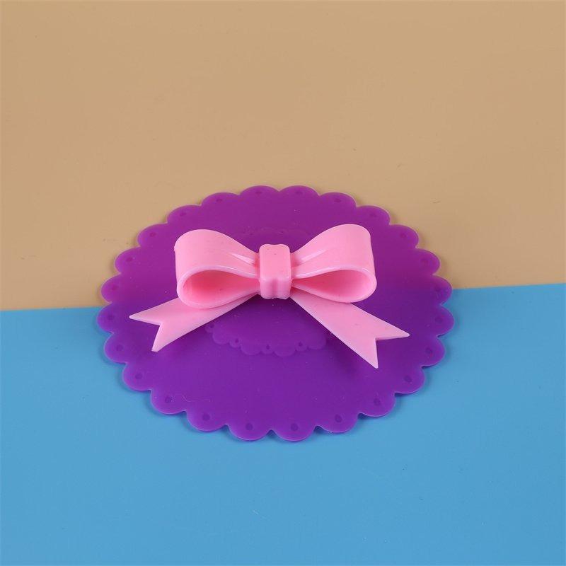 Silicone Green Flower, Cartoon Bow-tie Cat Water Cup, Ceramic Cup Lid, Silicone Sealed Cup Lid