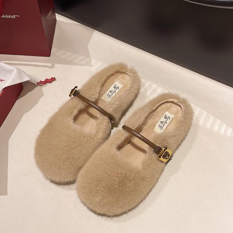 

Туфли Мао Мао увеличивают высоту внутри и носят теплые туфли-лодочки с неглубоким вырезом 2025 женские универсальные нежные туфли Мэри Джейн с ремешком 40 абрикосовый