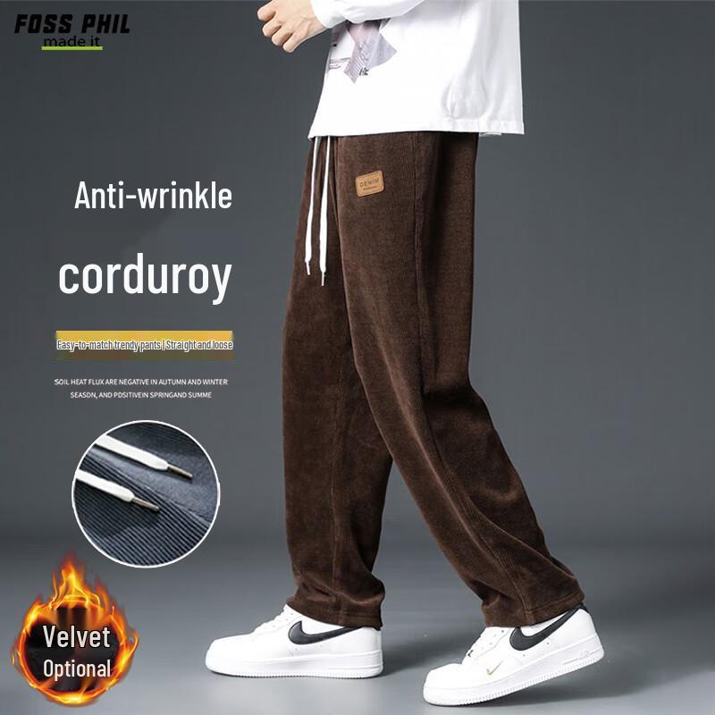 Foss Phil Herren Kordhose Locker Geschnitten Weitbein Gerades Bein Lässige Hose