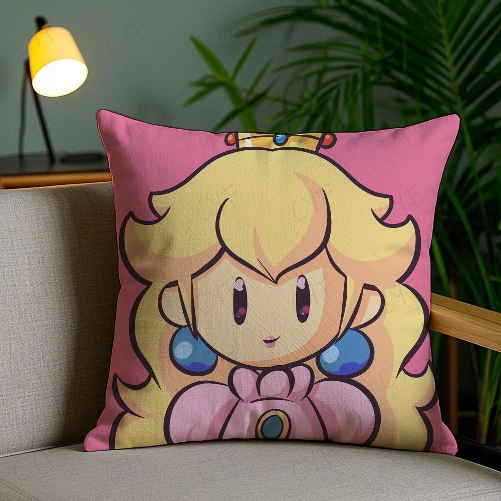 Super Cute Style M-MarioS Pillow Case Anti-dustmite Pillowcase Invisible Zipper Silky Short Plush Sofa Cushion Cover