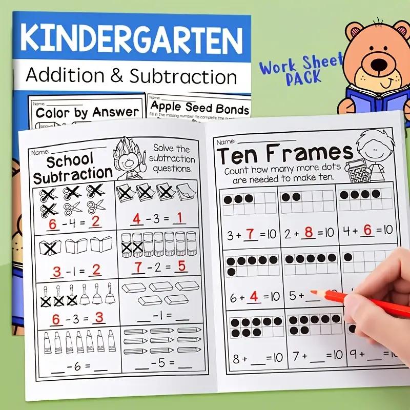 Addition & Subtraction Workbooks for Kids - Math Practice Activity Books with Color by Answer & Number Lines
