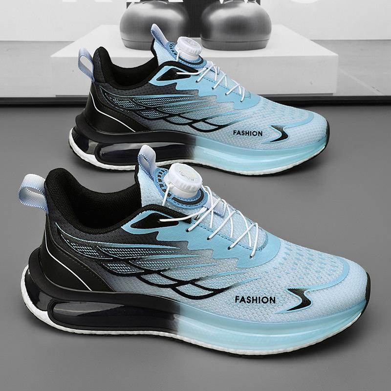 Rotating Button Running Sneakers Summer Men S Shoes Men S Breathable Thick-Soled Popcorn Cushioning Running Shoes 39