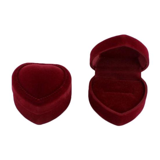 Heart Shape Finger Ring Ear Stud Jewelry Display Holder Storage Box Container