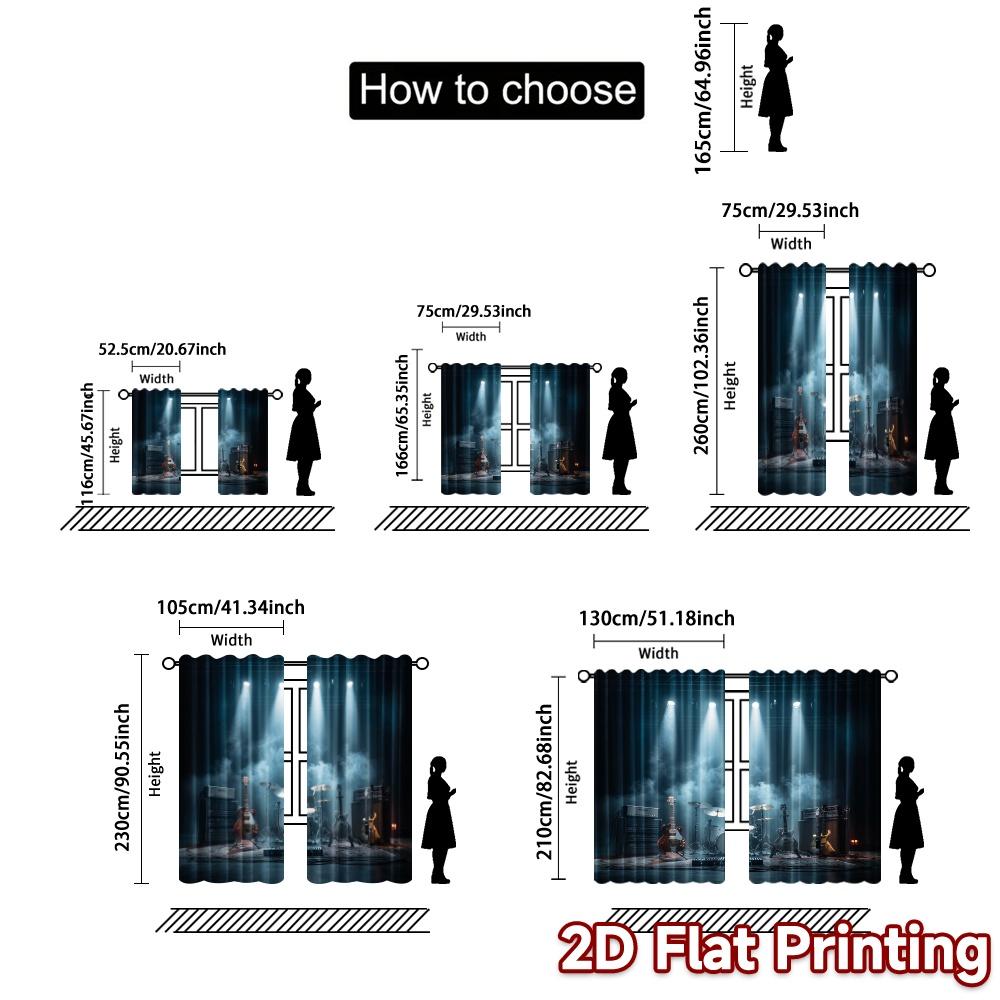 2pcs, 2D FLAT PRINTING Curtains (Without Rod) StageSetup Chic Curtain Chic Polyester Curtains Festive Decorative for Bedroom,