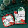 Christmas Anti-Scald Oven Gloves Set - Thickened Heat Insulation for Baking & Kitchen Use