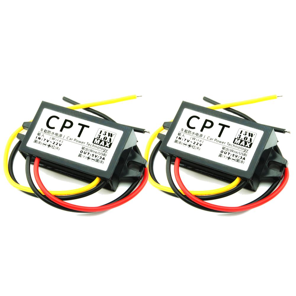 10-1PCS 12V To 5V DC To DC Converter 3A 15W Car Step Down Buck Converter Direct Current Converter for Vehicle Car Truck Volt