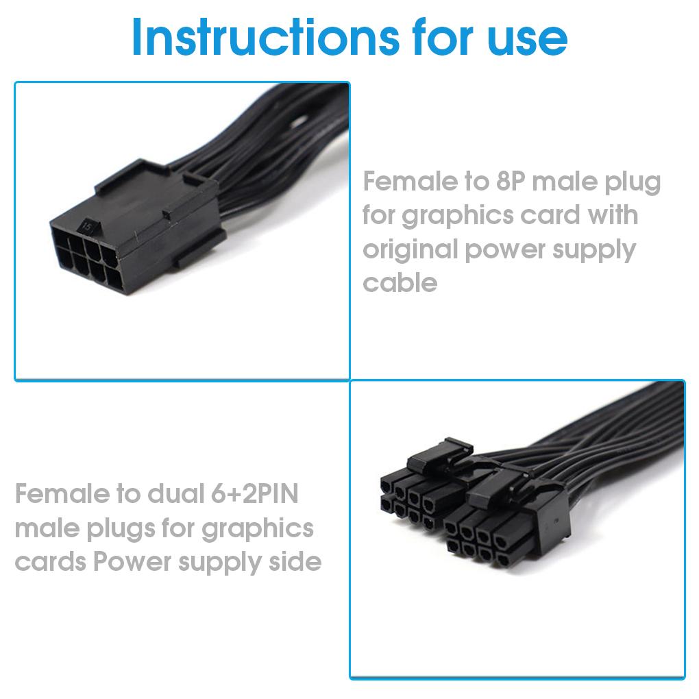 GPU Power Supply Splitter Cable Motherboard Graphic Card Female to Male Quick Speed Adapter Extender 2pin 6pin Extension Cord