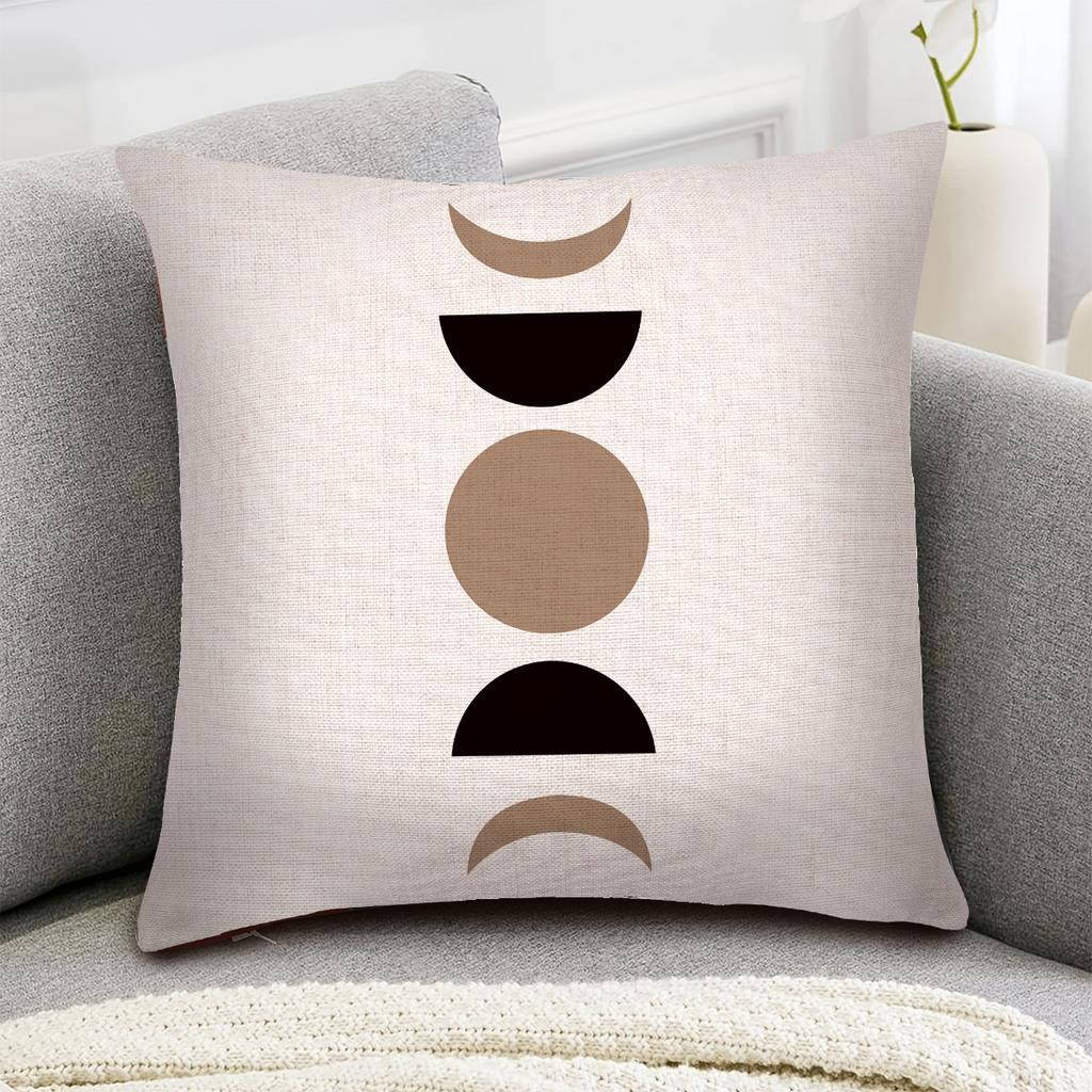 1pc Bohemian Minimalist Abstract Shaped Pillow, 18x18 Inches, Linen Pillowcase