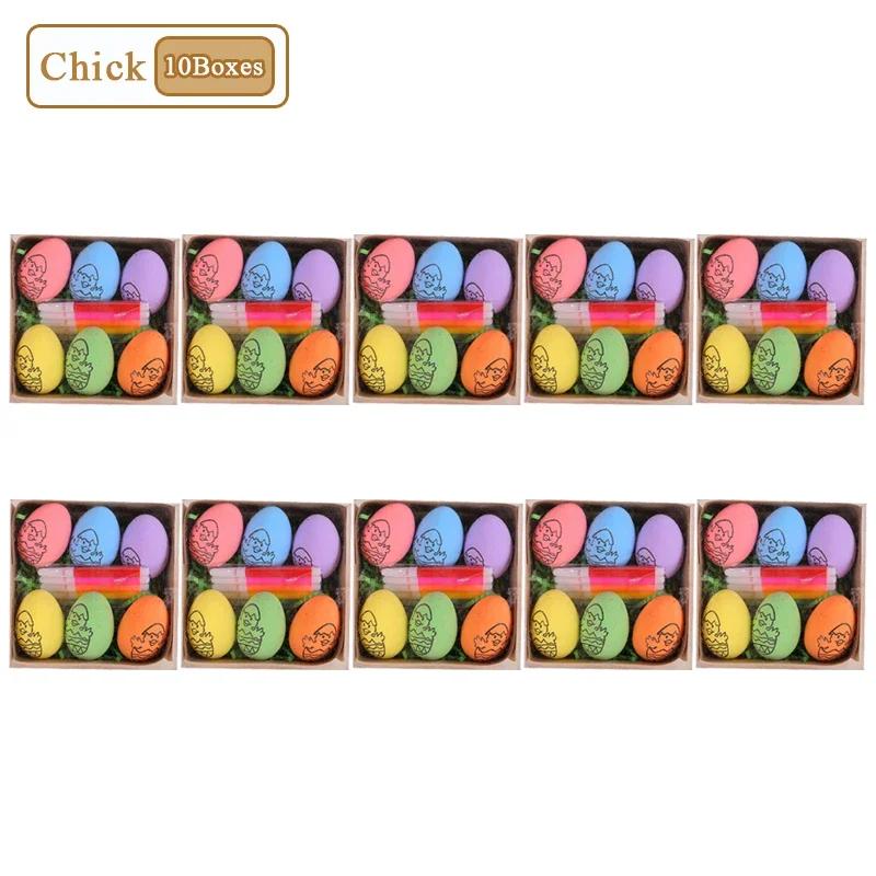 1-20Sets Easter Decoration 2025 DIY Hand Painted Eggs 6 Pcs Cartoon Bunny Eggs Kids Hand Painted Set Gift Home Decoration